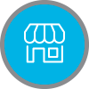 Blue storefront icon